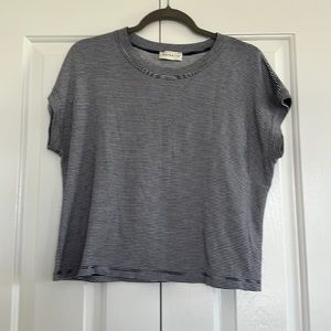 Hayes blue and white stripe crop shirt